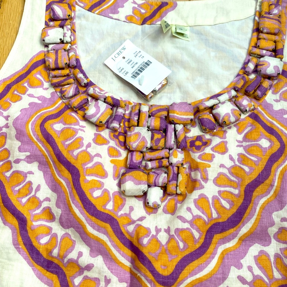 J Crew Jaipur Paisley Vintage beaded top Size 14 NWT - Picture 2 of 4